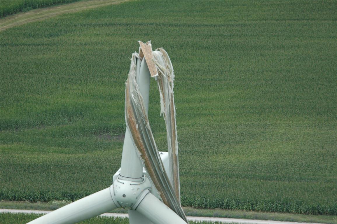 show one of the two turbines at the 100.5 MW Grand Ridge Energy wind 